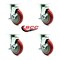 Service Caster Universal Kitchen Casters - 5" Red Wheel - 4 Swivel w/Brake SCC-20S514-PPUB-RED-TLB-TPU1-4 - alternate 2